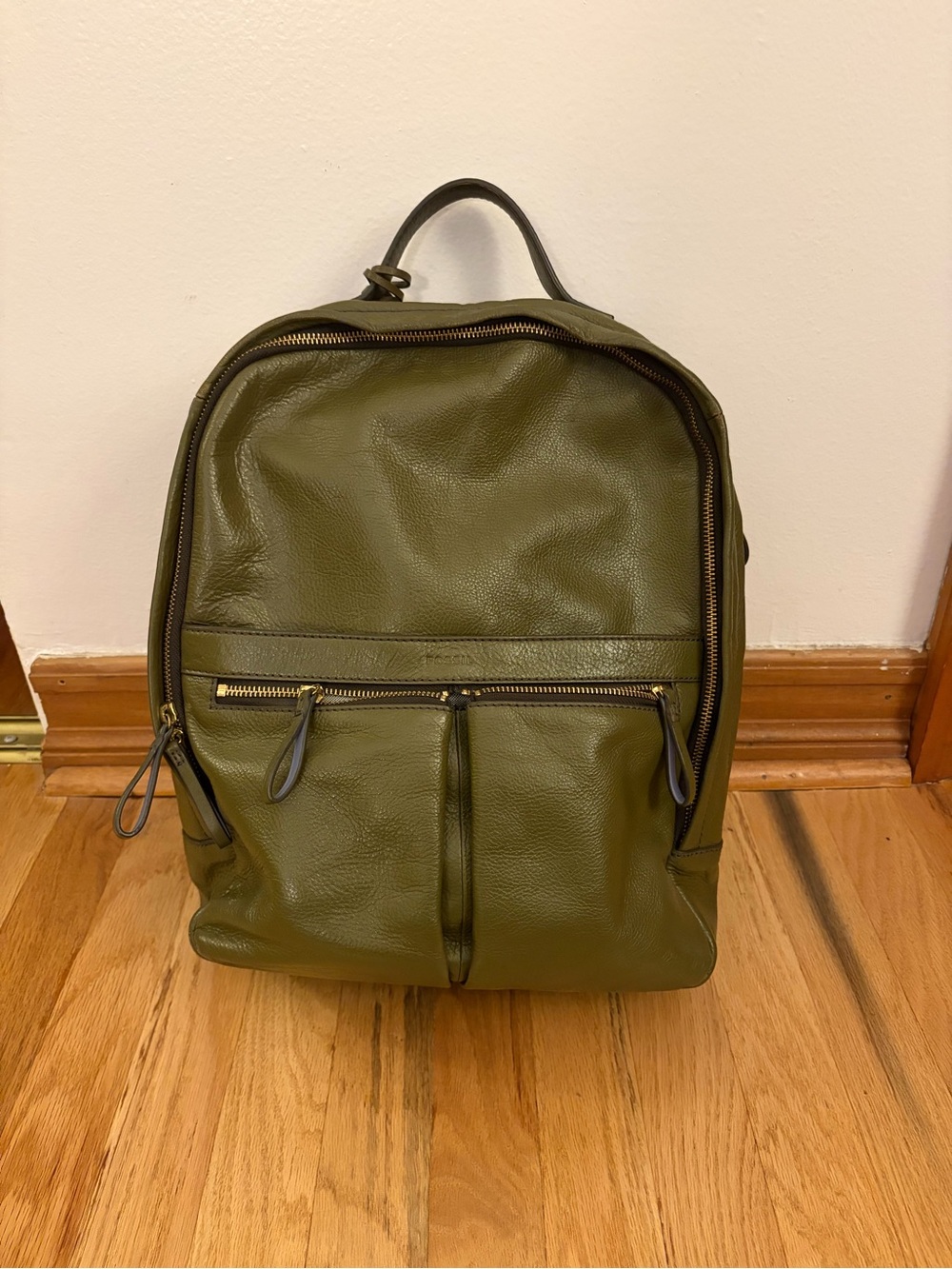 Fossil Olive Green Leather Laptop Backpack